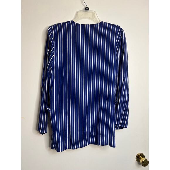 Vintage 90s Striped Jacket Blazer Womens Sz 5 Royal Blue White Striped - Picture 7 of 7